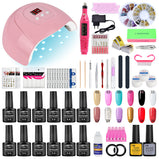 LNWPYH Nail Set UV LED Lamp Dryer With 18/12 pcs Nail Gel Polish Kit Soak Off Manicure Tools Set electric Nail drill Nail Tools