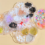 1 Box Nail Jewelry  Flower Bow Aurora Patch Bear Rhinestone Pearl Mixed Nail Decoration Drill Sequins