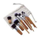 11 Pcs Bamboo Handle Makeup Brushes Beauty Tools Set