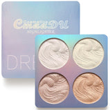 Highlighter Palette Illuminator Powder Palette White Highlighter Baked Waterproof Long Lasting Brilliant Lighten Skin Makeup Palette