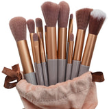 Makeup Brushes 13 pcs Professional Synthetic Blending Powder Liquid Cream Face Brushes Cruelty-Free Cosmetic Brushes Kit with a flannelette bag