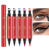 Color Double-headed Triangle Stamp Eyeliner Waterproof Non-smudge Eyeliner Liquid Pen for All Eye Shapes