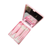 Mini Multifunctional Makeup Brush Set with Mirror Portable Powder Brush