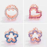 2 Pcs Rhinestone Hair Claw Clips Small Jaw Clips Bling Hair Clamp, Flower-1