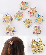 2 Pcs Rhinestone Hair Claw Clips Small Jaw Clips Bling Hair Clamp, Flower-12