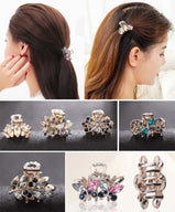 2 Pcs Rhinestone Hair Claw Clips Small Jaw Clips Bling Hair Clamp, Leaf