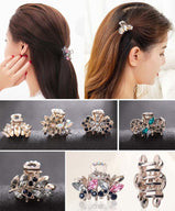 2 Pcs Rhinestone Hair Claw Clips Small Jaw Clips Bling Metal Hair Clamp [H]