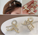 2 Pcs Rhinestone Hair Claw Clips Small Jaw Clips Bling Metal Hair Clamp [K]