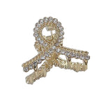 2 Pcs Rhinestone Hair Claw Clips Small Jaw Clips Bling Metal Hair Clamp [J]