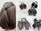 2 Pcs Rhinestone Hair Claw Clips Small Jaw Clips Bling Metal Hair Clamp [D]