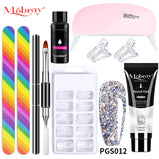 Nail Set Polish Products Set Manicure Cuticle Pusher Tips Finger Extend Mold Glue Poly Nail Accessories Art Brush Tool Kit