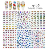 6PCS a Bag New Decoration Nail Stickers Ins Colorful 3D Floral Butterfly Laser Design DIY Adhesive Nail Sticker