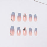 Pink Blue and Gray Gradient Wearable Nail Patch