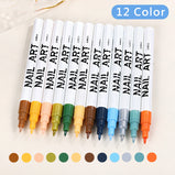 12-color Set Nail Polish Pen Manicure Pen Manicure Tool Painting Pull Line Tracing Nail point Flower DIY Nail Painting Plower Pen
