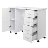 MDF Single Door 4 Drawers With Fan White Nail Table