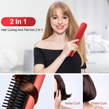 Negative Ionic Hair Straightener Comb Hair Straightener Comb And Curler 2 In 1 Anti Scald With LED Screen