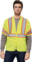 25 Pack High Visibility Safety Vests with Orange Trim Silver Tape