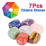 7 Pieces Natural Chakra Tumbled Stone Gemstone Rock Mineral Irregular Crystal Polish Healing Meditation for Feng Shui Decor