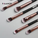 MAANGE 12pcs Eye Makeup Brushes Set With Cosmestic Bag Eyeshadow Blending Eyeliner Eyelash Eyebrow Brushes Make Up Professional