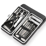19 in 1 Stainless Steel Manicure set Professional Nail clipper Kit of Pedicure Tools Ingrown ToeNail Trimmer