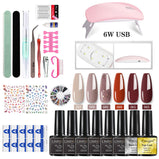 Nail Kit 8ml Gel Nail Polish with 6/54W UV LED Nail Lamp Semi-Permanent UV Varnish Soaked Gel Nail Polish Nail Starter Kit