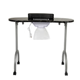 Portable & Foldable Manicure Table Nail Table Desk with Electric Dust Collector;  4 Lockable Wheels;  Carry Bag;  Black