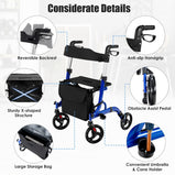 2 In 1 Folding Aluminum Seniors With Seat Rollator Walker