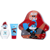 SMURFS 3D by First American Brands PAPA SMURF EDT SPRAY 1.7 OZ & SHOWER GEL 2.5 OZ & METAL LUNCH BOX (BLUE & STYLE)