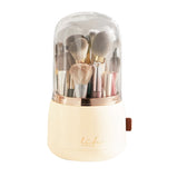 360 Rotating Makeup Brush Holder with Lid Makeup Organizer for Vanity Dustproof Makeup Brush Container with 7 Compartments