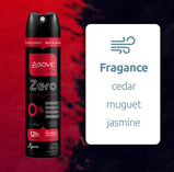 ABOVE Feel Free Zero - 12 Hours Deodorant - Dry Spray for Men - Sensual and Floriental Fragrance - Notes of Jasmine - Protects Against Sweat and Body Odor - Alcohol and Cruelty Free - 3.17 oz