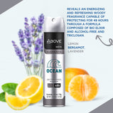 ABOVE Ocean - 48 Hours Antiperspirant Deodorant - Dry Spray for Men - Notes of Lemon, Bergamot and Lavender - Protects Against Sweat and Body Odor - Stain and Cruelty Free - 3.17 oz