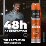 ABOVE Canyon - 48 Hours Antiperspirant Deodorant - Dry Spray for Men - Notes of Bergamot, Lemon and Apricot - Protects Against Sweat and Body Odor - Stain and Cruelty Free - 3.17 oz