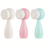Double-Sided Silicone Face Brush with Soft Bristles for Exfoliating and Massaging Skin Care - Cute Cat Paw Design for Facial Cleansing and Makeup Removal