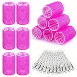 24pcs Jumbo Hair Curlers with Self-Grip Clips for Long, Medium, Short, Thick, and Thin Hair - Perfect for Bangs, Volume, and DIY Hair Dressing