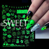 Nail Sticker 10 Sheets Luminous Mixed Halloween Patterns DIY Nail