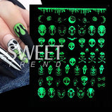 Nail Sticker 10 Sheets Luminous Mixed Halloween Patterns DIY Nail