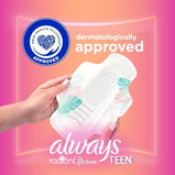 Always Radiant Teen Feminine Pads with Flex Foam with Wings;  Unscented 28 Ct Size 1