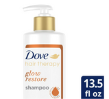 Dove Nourishing Shampoo;  Glow Restore for Hair Shine Sulfate-Free for Damaged Hair;  13.5 oz