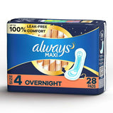 Always Maxi Overnight Pads Without Wings Unscented;  Size 4 28 CT
