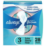 Always Infinity Feminine Pads for Women Extra Heavy Flow with Wings Unscented;  28 Ct Size 3